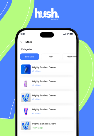 Hush Skincare — mobile app